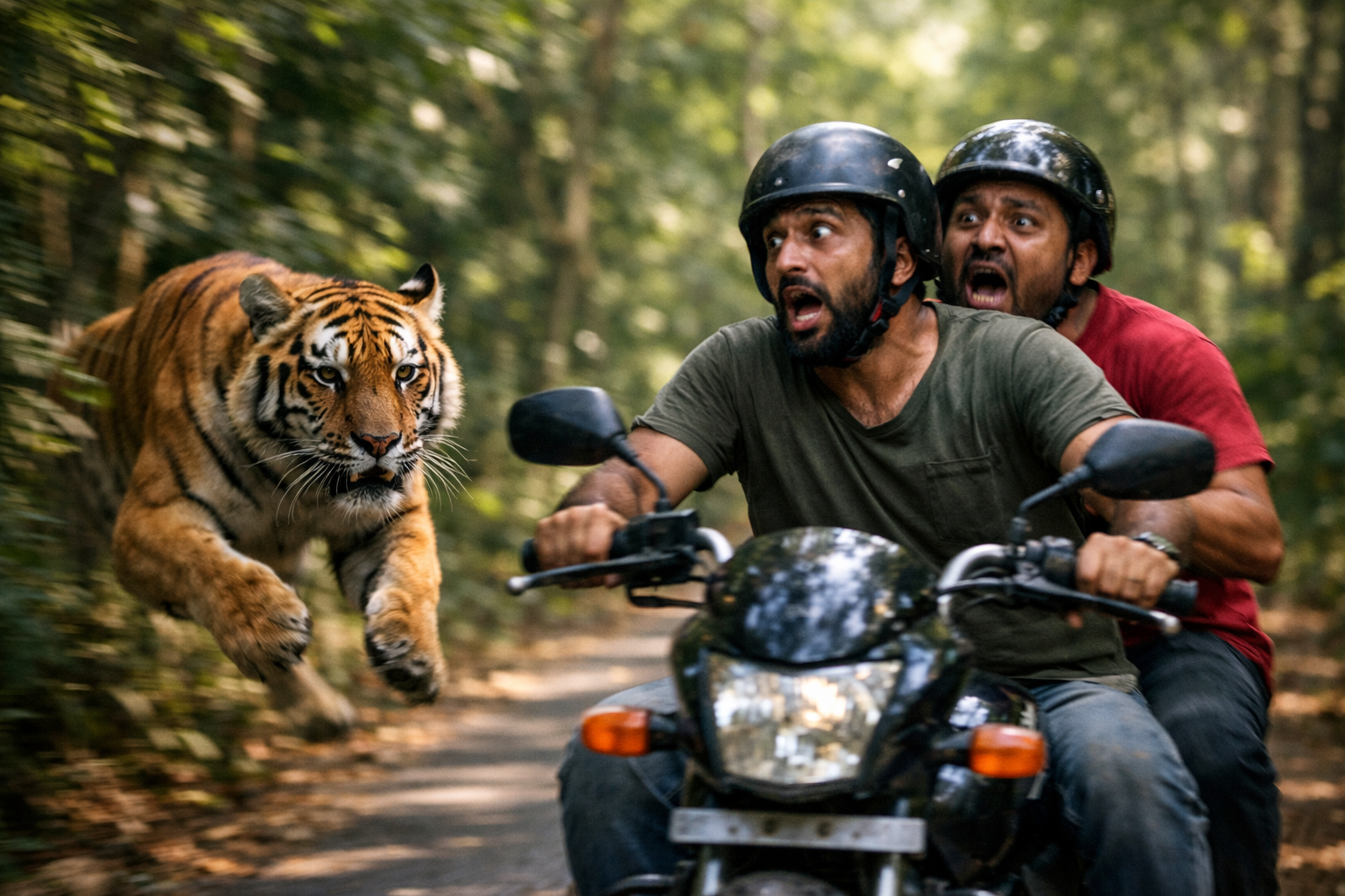 Motorcyclists' Heart-Stopping Encounter With a Tiger in Kerala Captured on Video