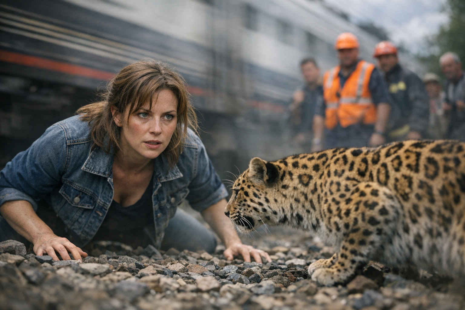 Dramatic Railway Encounter: Woman's Fate Hinges on Wild Cat's Next Move