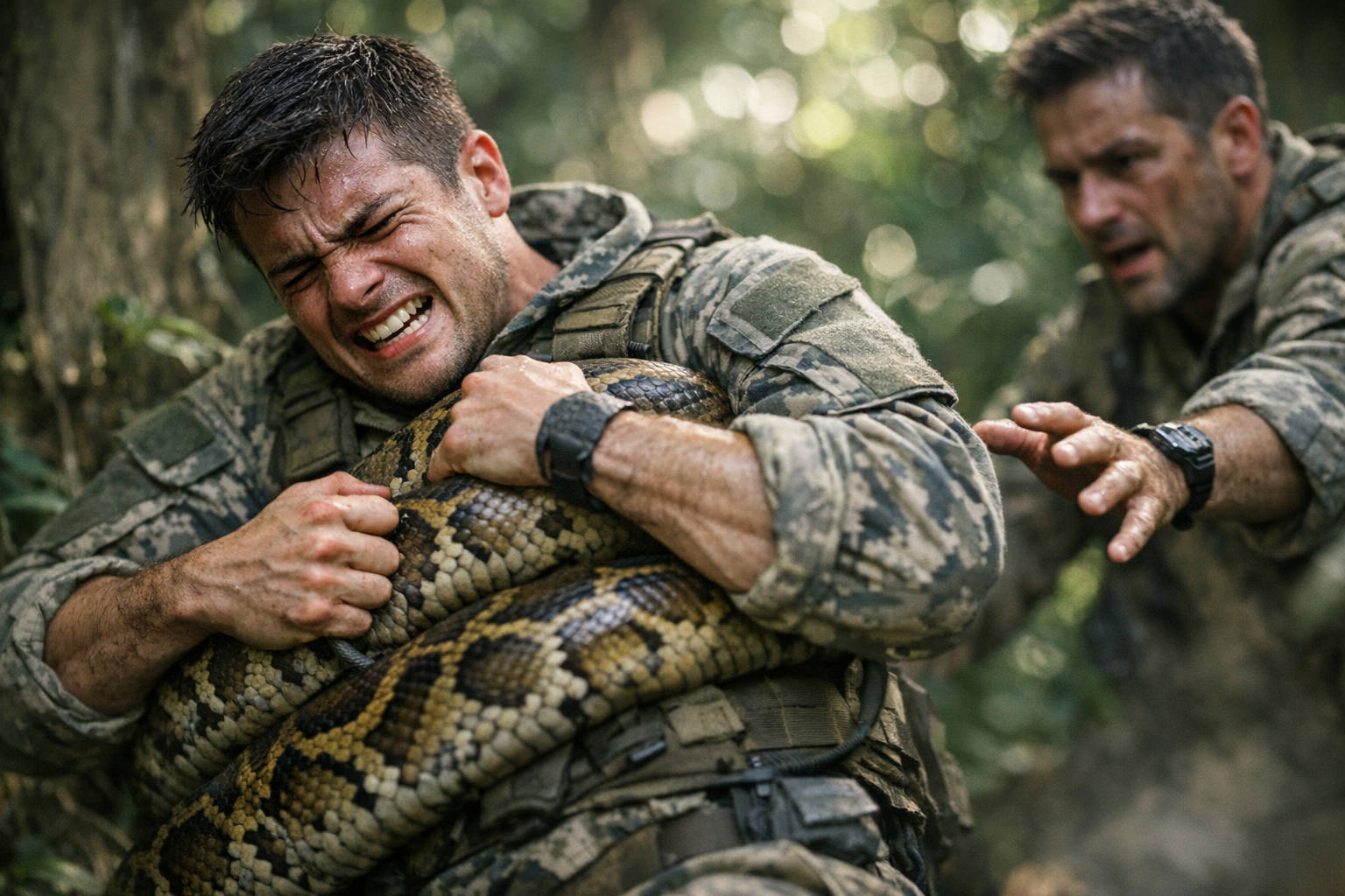 Soldier's Narrow Escape from Giant Python's Grip Captures Online Attention