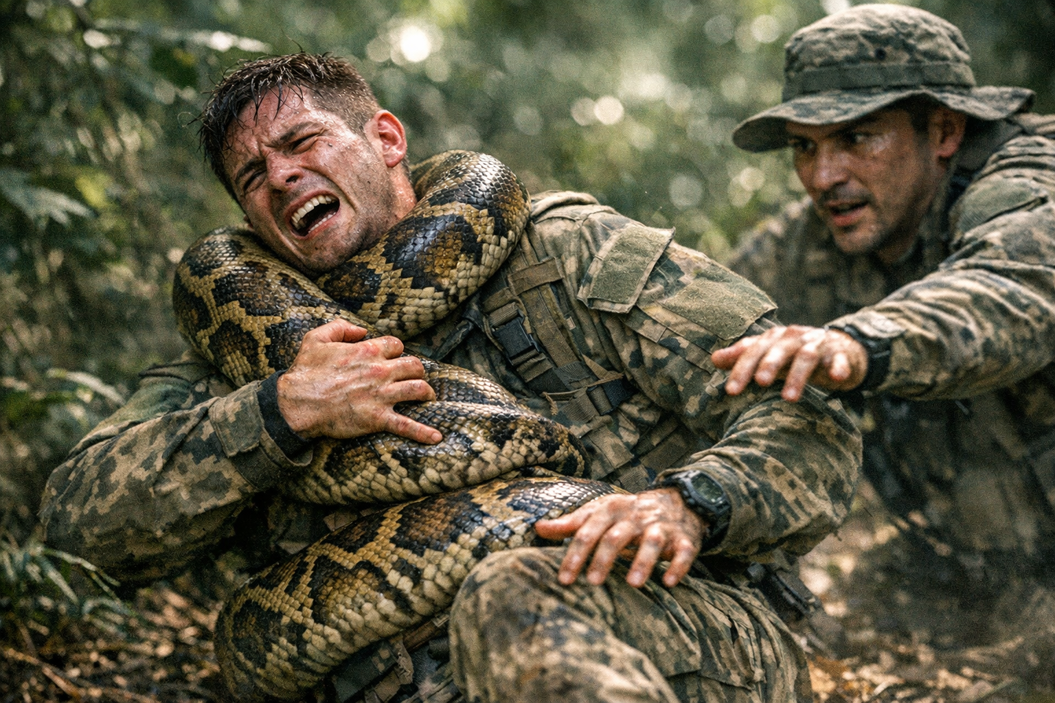 Soldier's Harrowing Battle with Giant Python Sparks Online Frenzy