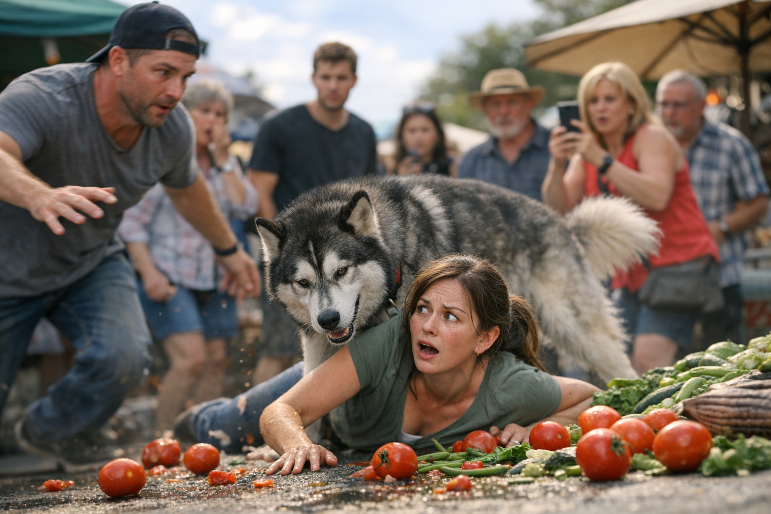 Husky's Unexpected Market Encounter Leaves Shoppers Stunned